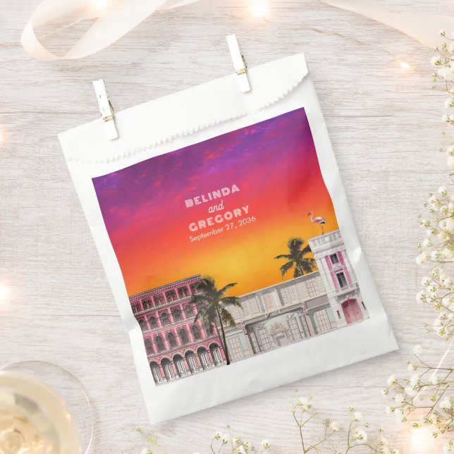 Sacolinha Fila de Arco-Íris de Miami Beach Casamento de Palm (Cortado)