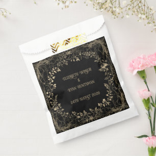 Sacolinha Fim Floral Dourado e Preto da Sepia Luxuriosa