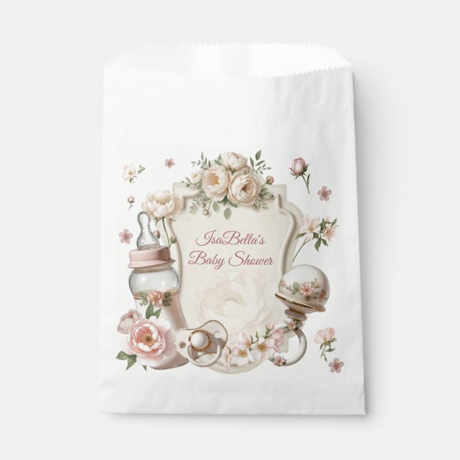 Sacolinha First Bloom Baby Shower Favor Craft Bag (Frente)