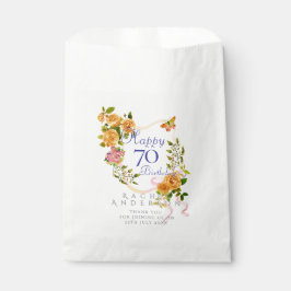 Sacolinha Fita de Rosa Dourada Aniversário de 70 anos