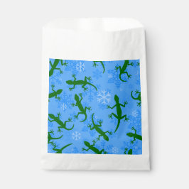 Sacolinha flocos de neve de répteis da geckos de natal azul