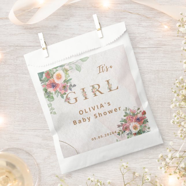 Sacolinha Floral Baby Girl Chá Favor Bolsas (Cortado)