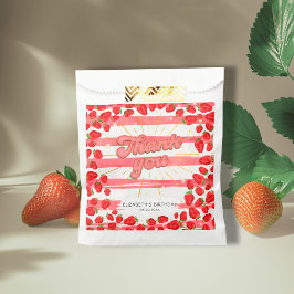 Sacolinha Floral Branca de PInk Obrigado Festa de Morango Ve