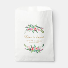 Sacolinha Floral Chic Dourado Love é doce favor de casamento