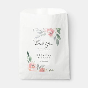 Sacolinha Floral De Blush Rosa Elegante Obrigado Casamento