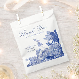 Sacolinha Floral de Casamento Clássico de Chinoiserie Azul e
