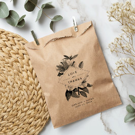 Sacolinha Floral Kraft Wedding Favor Obrigado