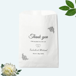 Sacolinha Floral Moderno em Casamento Preto e Branco
