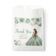 Floral Princess in a Sage Green Dress Quinceanera