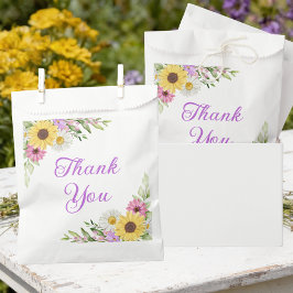 Sacolinha Floral Wedding Wildflower Sunflower Daisy Thanks
