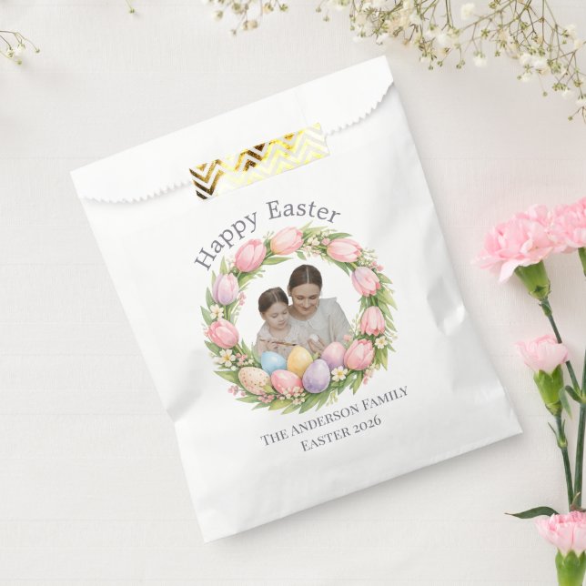 Sacolinha Floral Wreath & Family Photo Personalized Easter  (Selado)