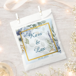 Sacolinha Flores Azuis Gordas com Quadro de Destaque Dourado