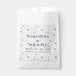 Sacolinha Flores Azuis Marinho Casamento Floral Minimalista 