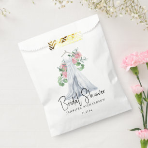Sacolinha Flores cor-de-rosa elegantes e verde - chá de pane