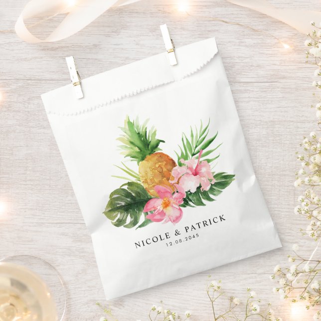 Sacolinha Flores Cor-de-Rosa Tropicais com Casamento de Vege (Cortado)