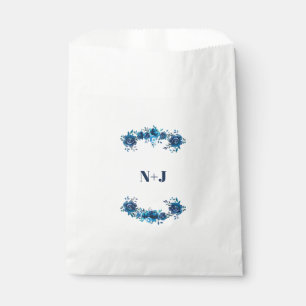 Sacolinha Flores de Aquarela Azul Índigo Casamento Floral