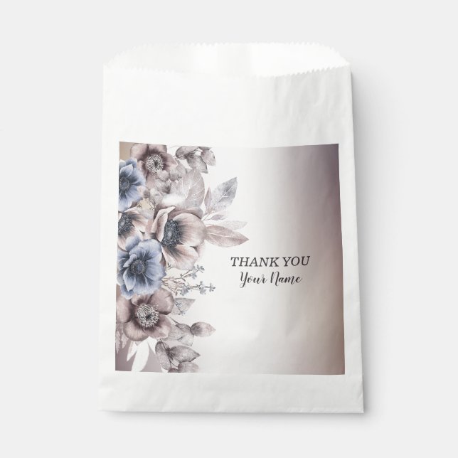 Sacolinha Flores de bege azul do Pastel com festa de casamen (Frente)