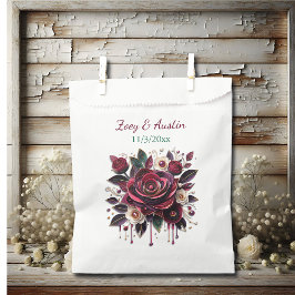 Sacolinha Flores de Borgonha, Folhagem e Pérolas Personaliza