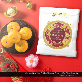 Sacolinha Flores de Ouro Chinesas de Ano Novo: Gong Hei Fat 