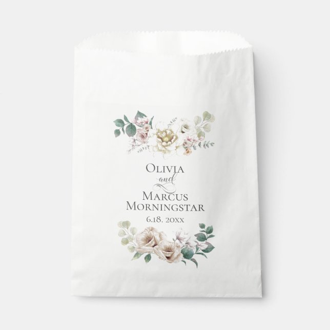 Sacolinha Flores de Peônias de flores para casamentos de Mar (Frente)