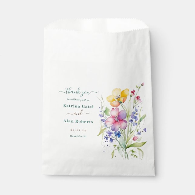 Sacolinha Flores de Pêssego Rosa e Amarelo (Frente)