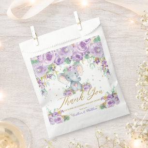 Sacolinha Flores Florais Roxas Chá de fraldas Elefante Cugad