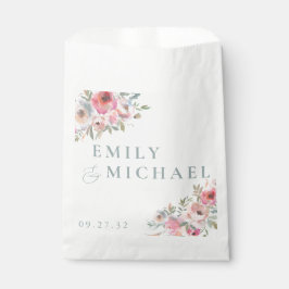 Sacolinha Flores Românticas De Algodão Esfregam Blue Sage