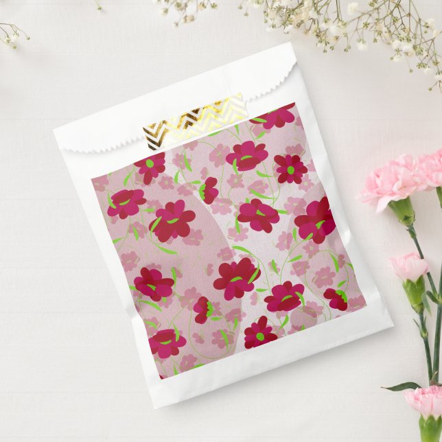 Sacolinha Flores rosa e vermelha - Floral (Selado)