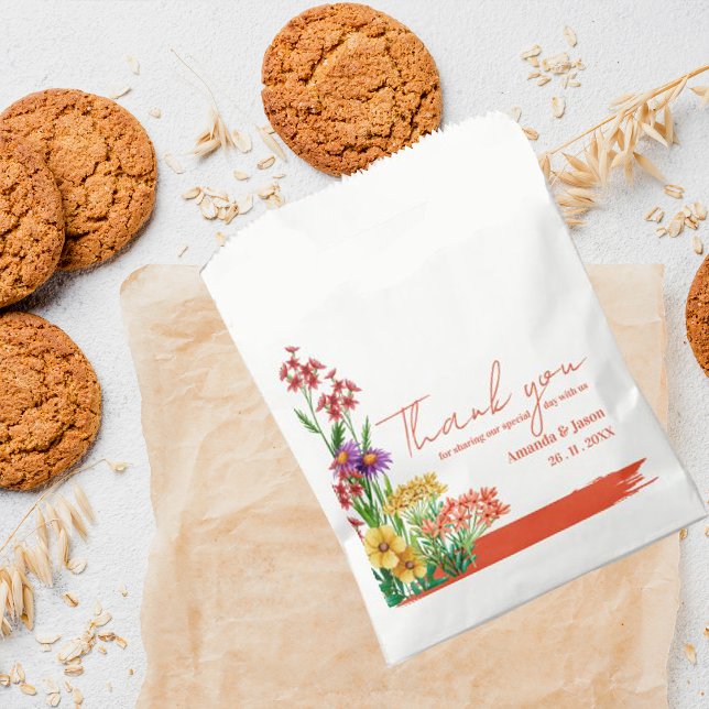 Sacolinha Flores selvagens Laranja Amarelo Festa de casament (Criador carregado)