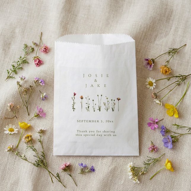 Sacolinha Flores silvestres do casamento russo favorecem bol (Rustic wedding wildflowers favor bags.)