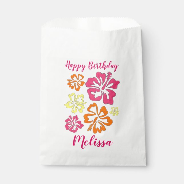 Sacolinha Flores tropicais de Hibiscus no Havaí Impressão (Frente)