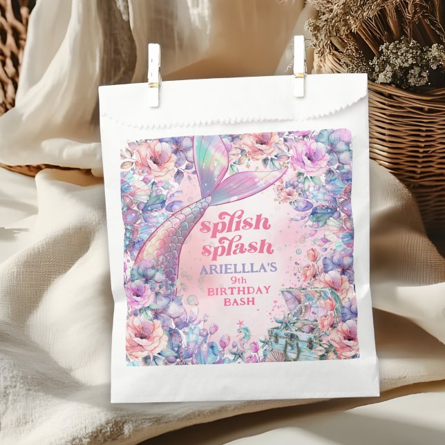 Sacolinha Flower Glitter Mermaid Tail 9th Birthday (Criador carregado)