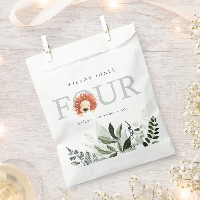 Sacolinha Folhagem Lion Cute Boho 4º Chá de fraldas (Cortado)