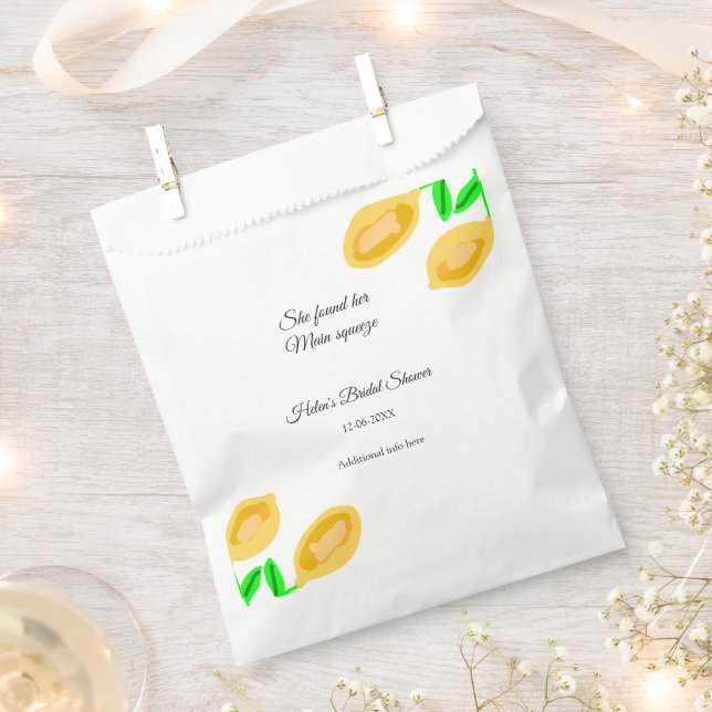 Sacolinha folhas de limão desenhadas à mão adicionam QR chá  (Cortado)