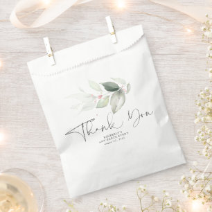 Sacolinha Folhas de Rosa Dourada Verde Elegante Obrigado