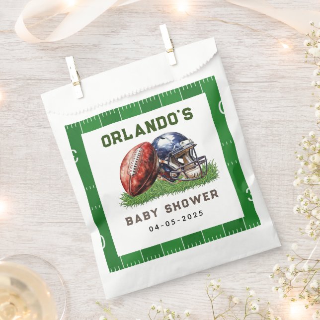 Sacolinha Football Baby Shower | A Little All Star Is On His (Cortado)