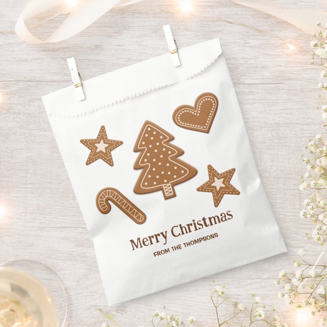 Sacolinha Formas e texto de biscoitos de Natal de gengibre (Cortado)