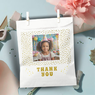 Sacolinha Foto da Dourada Faux Glitter Birthday Girl Obrigad