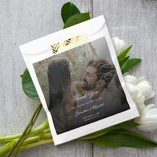 Sacolinha Foto moderna com Black Overlay Wedding Favor Bag