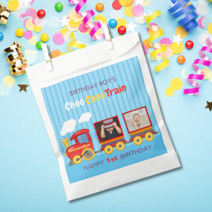 Sacolinha Foto personalizada dos meninos de aniversário do 
