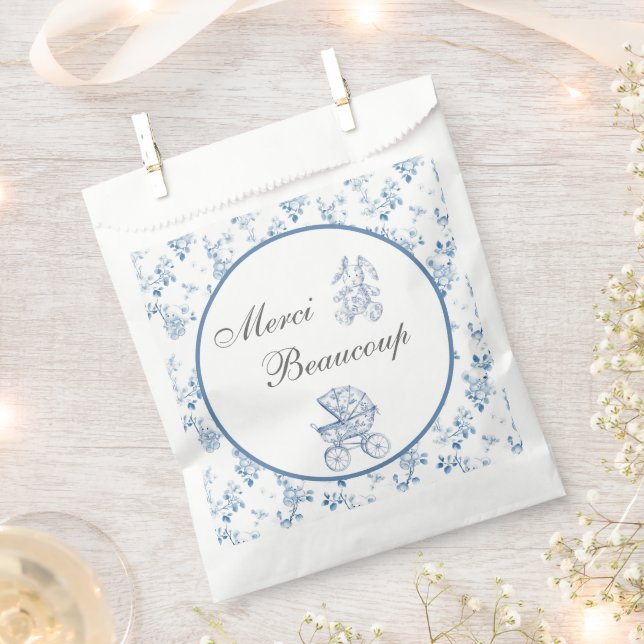 Sacolinha Francês Chinoiserie Blue Chá de fraldas Favor Bols (Cortado)