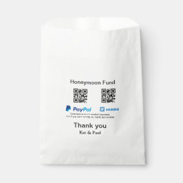 Sacolinha Fundo de lua de mel PayPal Venmo código QR obrigad