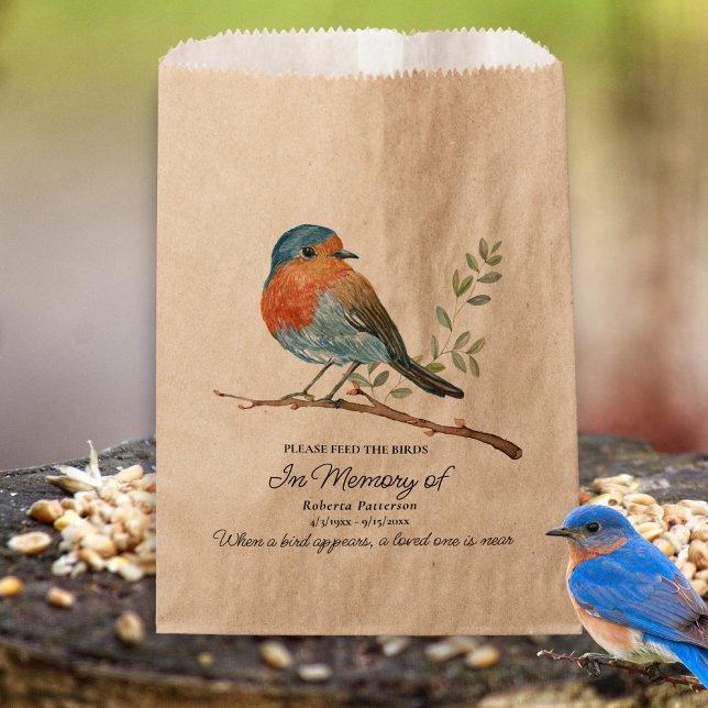 Sacolinha Funeral Memorial Favor Bluebird Bird Seed  (Criador carregado)