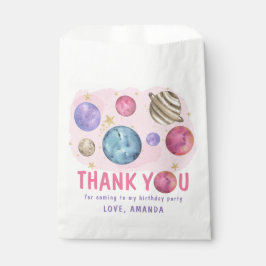 Sacolinha Galaxy Space Girl Festa de aniversário Obrigado