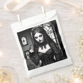 Sacolinha Garota Gótica Preta e Branca de Halloween
