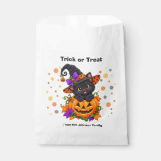 Sacolinha Gata Preta na Abóbora de Halloween Personalizada