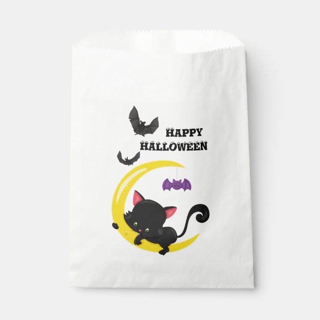 Sacolinha Gatinho e Morcegos, no Halloween (Frente)