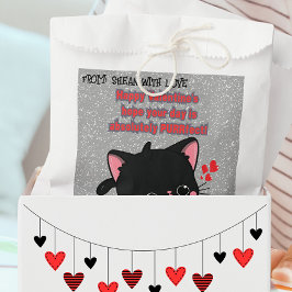 Sacolinha Gatinho preto Kawaii engraçado do Dia dos Namorado