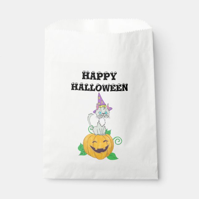 Sacolinha Gato do Feiticeiro do Halloween na Pumpkin (Frente)