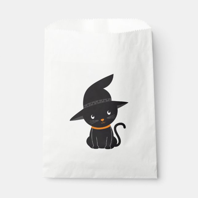 Sacolinha Gato Negro Com Um Chapéu De Bruxa (Frente)